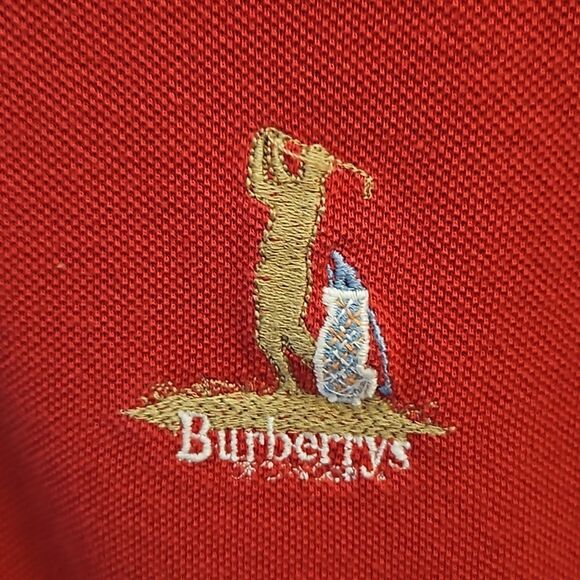Vintage Burberry Red Golf Polo Sz.Large - Picture 5 of 9